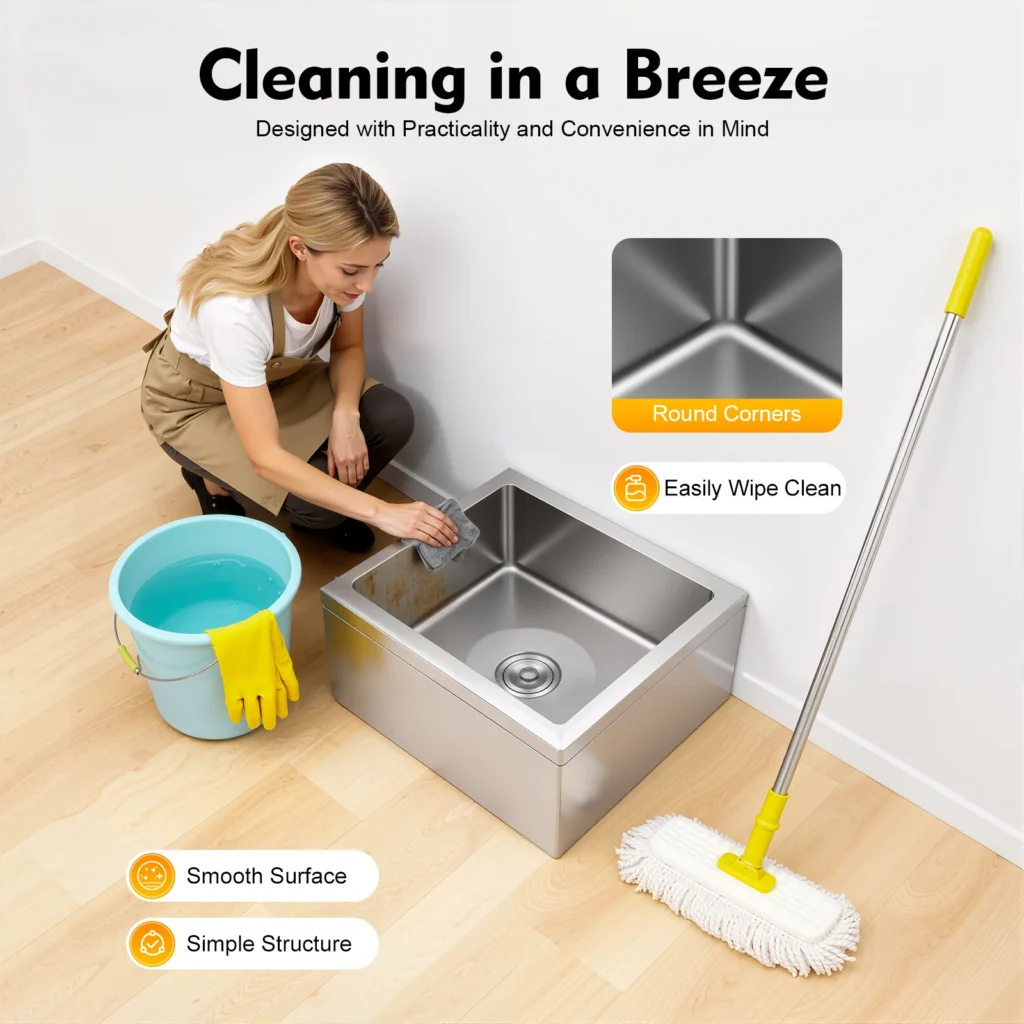 Stainless Steel Floor Mop Sink Basin 304 Laundry