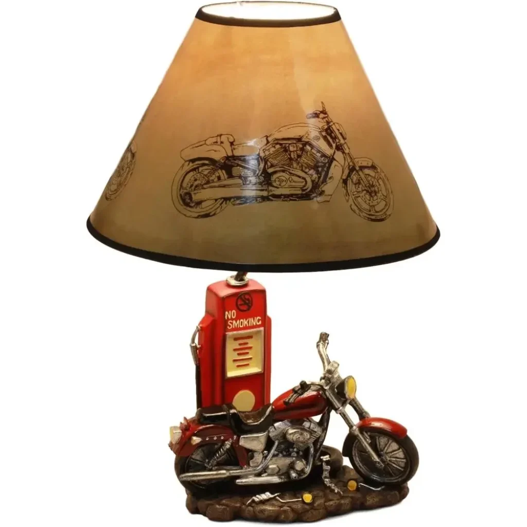 Vintage Retro Red Motorcycle Gas Pump Desk Lamp,