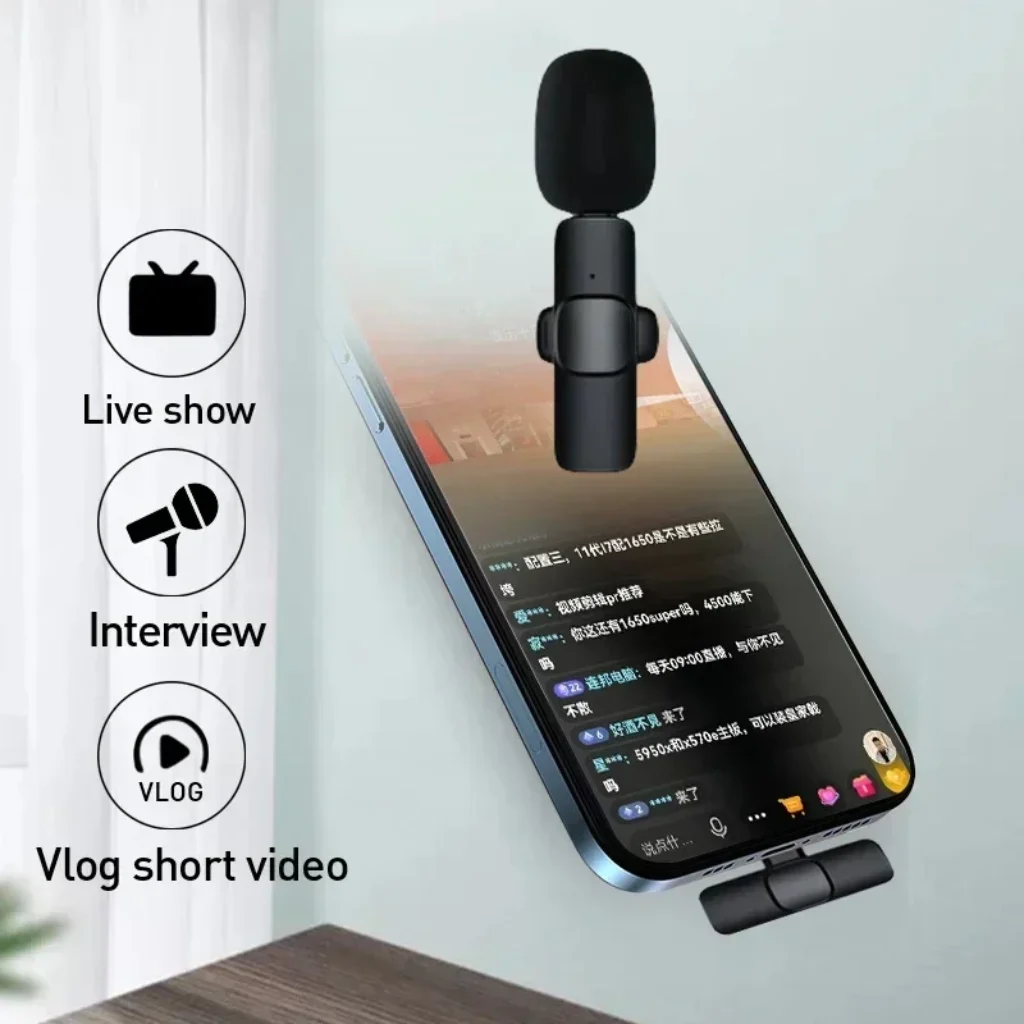 Wireless Lavalier Microphone 2.4G Mini MicPortable Audio Video