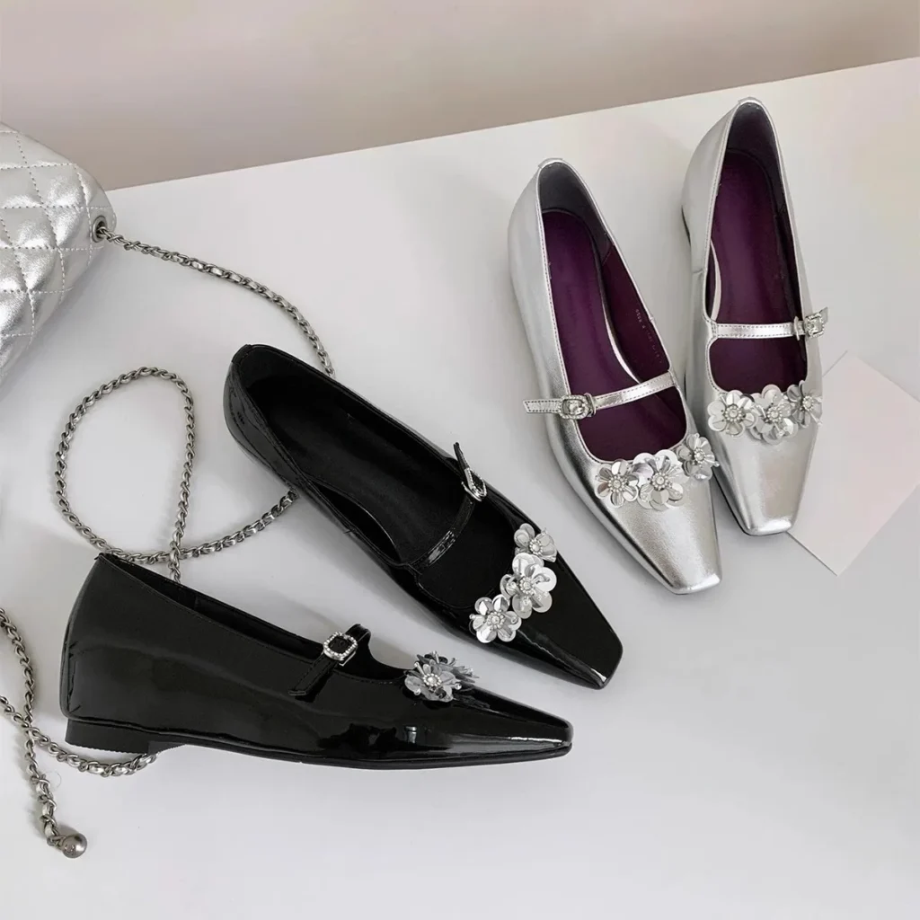 Women Flower Embellished Mary Jane Shoes Women Genuine