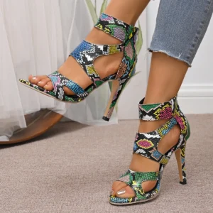 Women High Heels Sandals 2025 Summer Stilettos Ankle