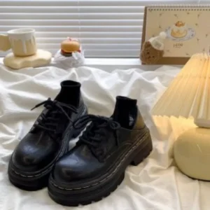 Women Platform Oxford Shoes Lace‑up Round Toe Thick