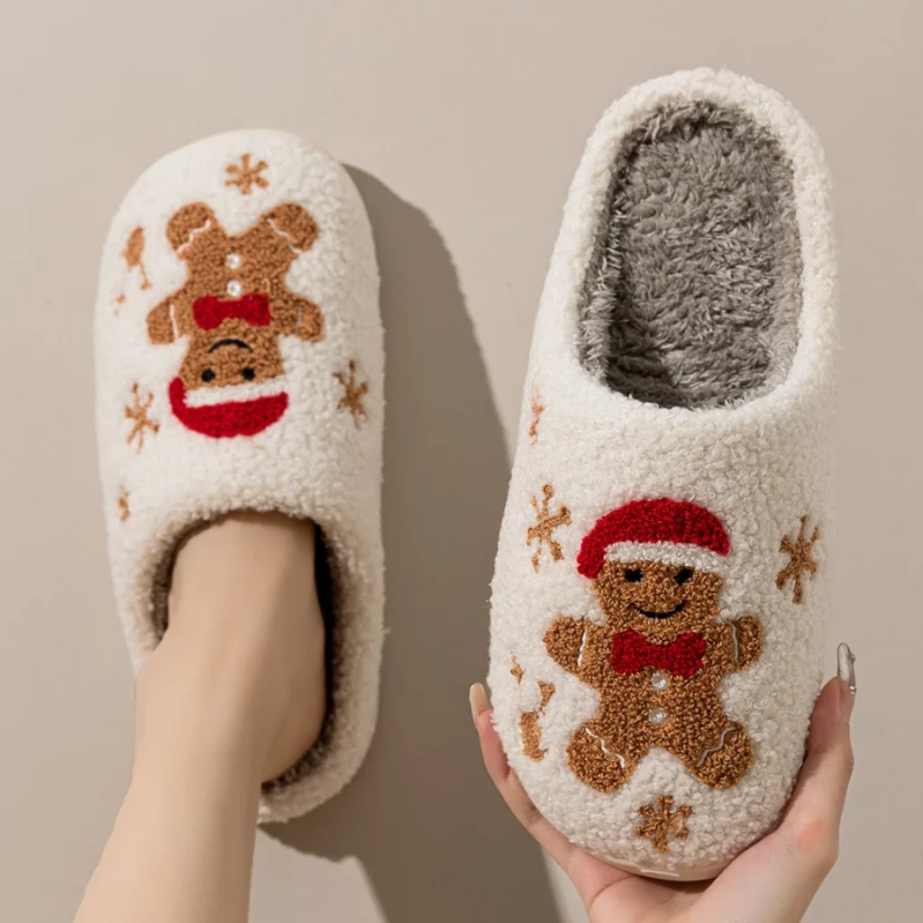 Women’s Christmas Slippers Adorable Indoor Festival Gingerbread Man