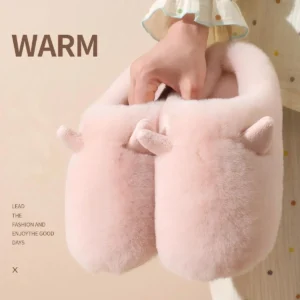Women’s High-End Plush Cotton Slippers Winter, Added Fleece