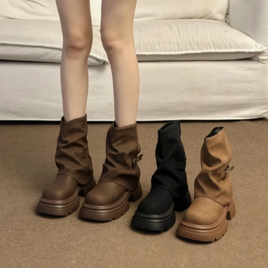 Women’s Thick Bottom Boots British Style Autumn Winter