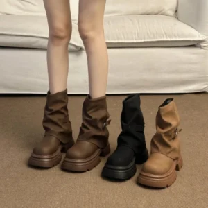 Women’s Thick Bottom Boots British Style Autumn Winter