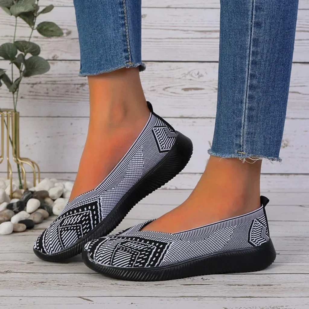 ZOKI Fashion Striped Loafers Shoes Women Summer Slip-on