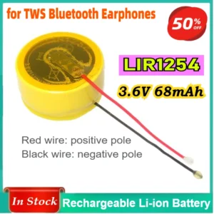 1- LIR1254 3.6V 68mAh Button Steel Shell Rechargeable