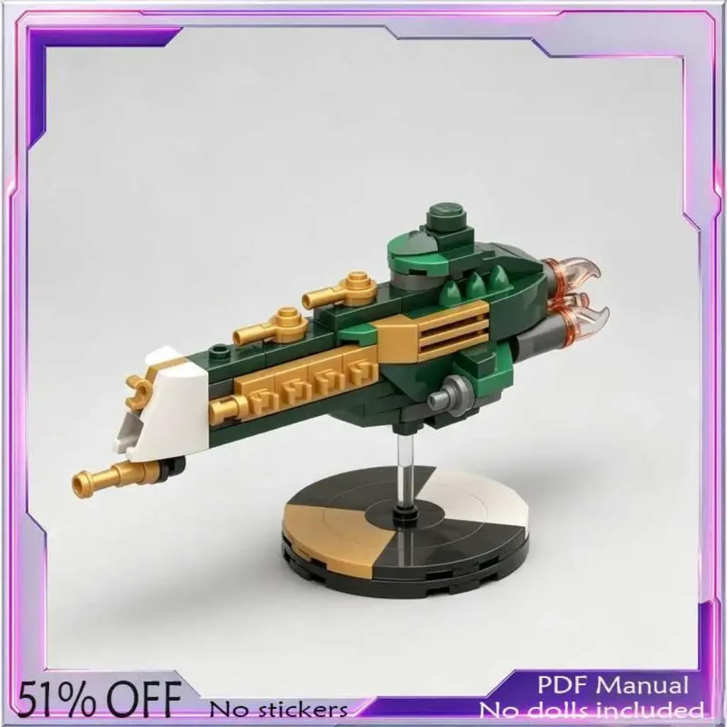 Green Gold Sci Fi Space Battle Cruiser Spaceship
