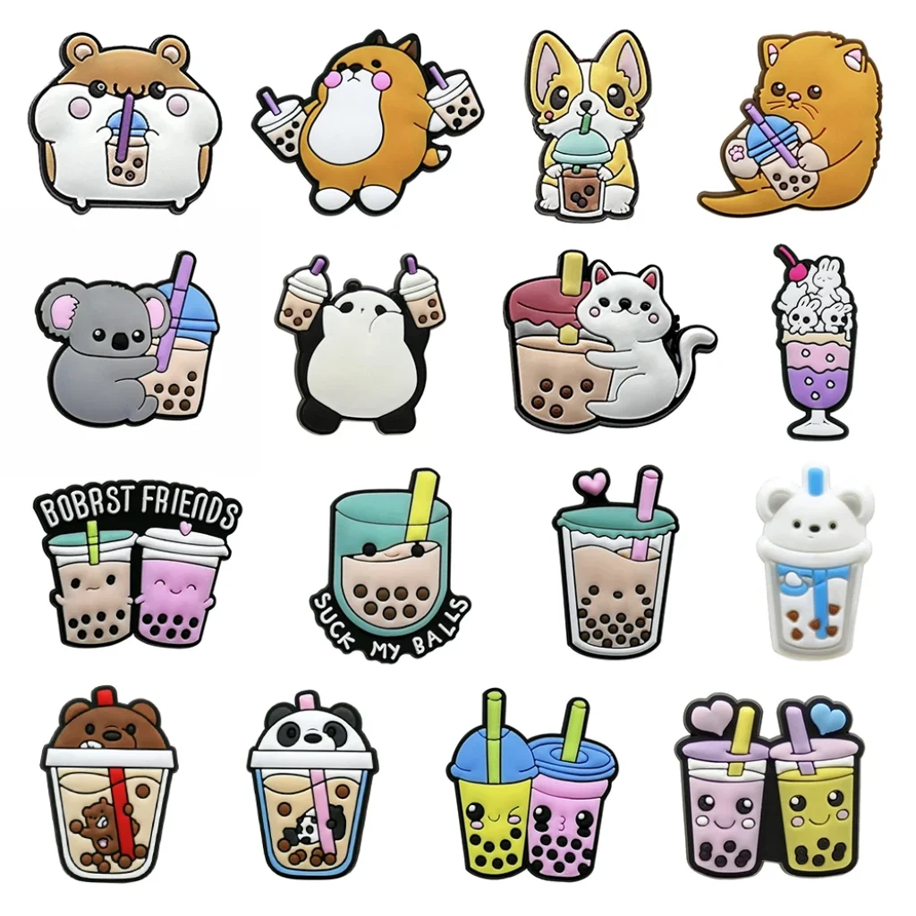Milk Tea Drinks Shoe Charms Bubble Slides Clogs