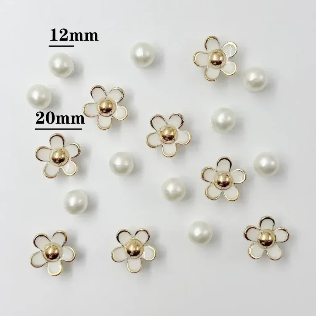 Sale DIY Hole Pictures Charms Pearl Flower Charms
