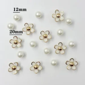 Sale DIY Hole Pictures Charms Pearl Flower Charms