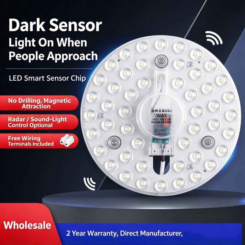 18W Flicker-Free LED Sound-Light Radar Sensor Lamp Module