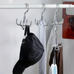 Multifunctional Rotating Clothes Hook, Punch 4-Claw Rotation Coat