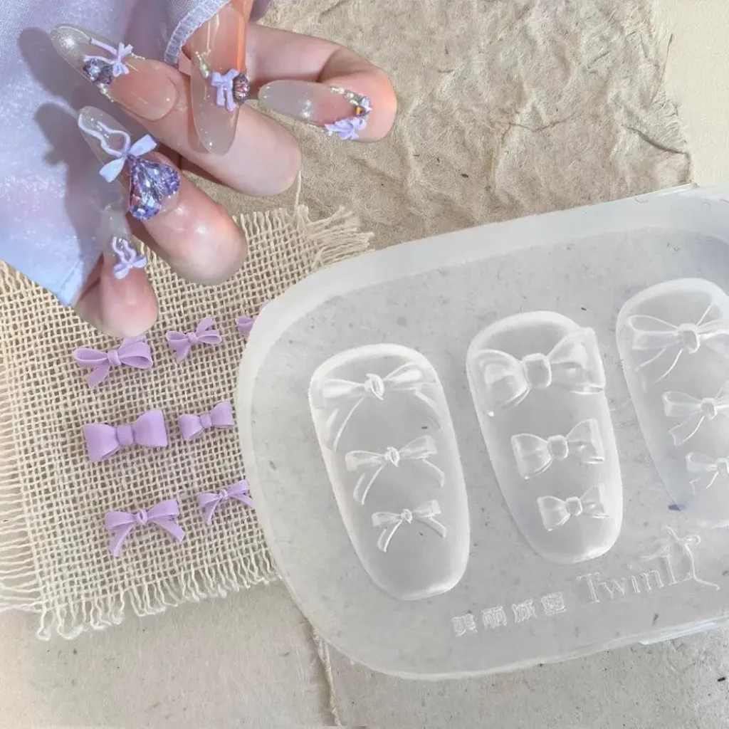 3D Bowknot Silicone Nail Mold Carving Ballet Ribbon