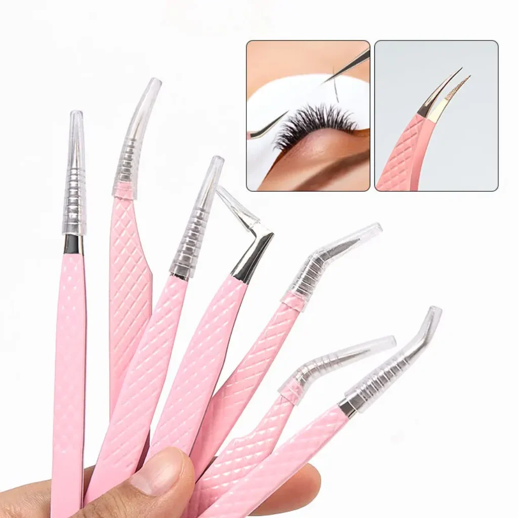 Fiber Tip Eyelash Extension Tweezers Stainless Steel Eyebrow