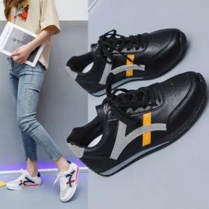2024 Small White Shoes Women’s Flat Leather Matching