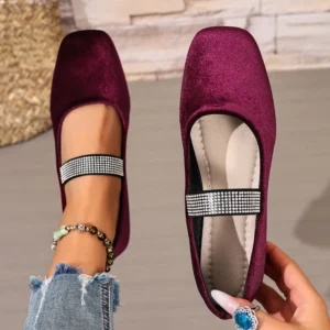 2026 Luxury Rhinestone Strap Casual Women’s Flats Loafers