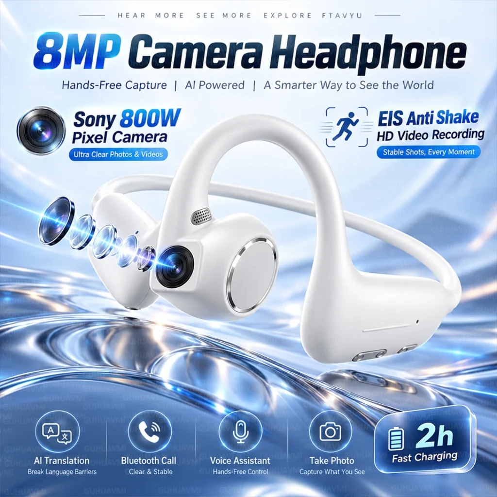 2026 AI Smart Headphone 8MP Camera Video Recording
