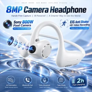 2026 AI Smart Headphone 8MP Camera Video Recording
