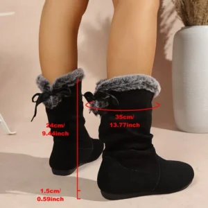 2026 Winter Women Snow Boots Black Flat Women’s