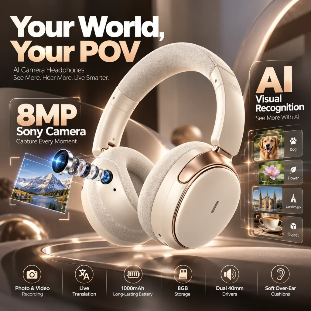 2027 ARRIVAL AI Camera Headphones 8MP Photo Video