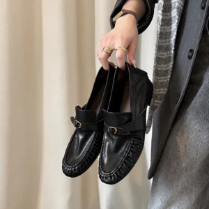 2027 Spring/Autumn Women Loafers Leather Shoes Women Round