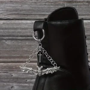 /set Gothic Punk Bat Cross Shoe Charms Alloy