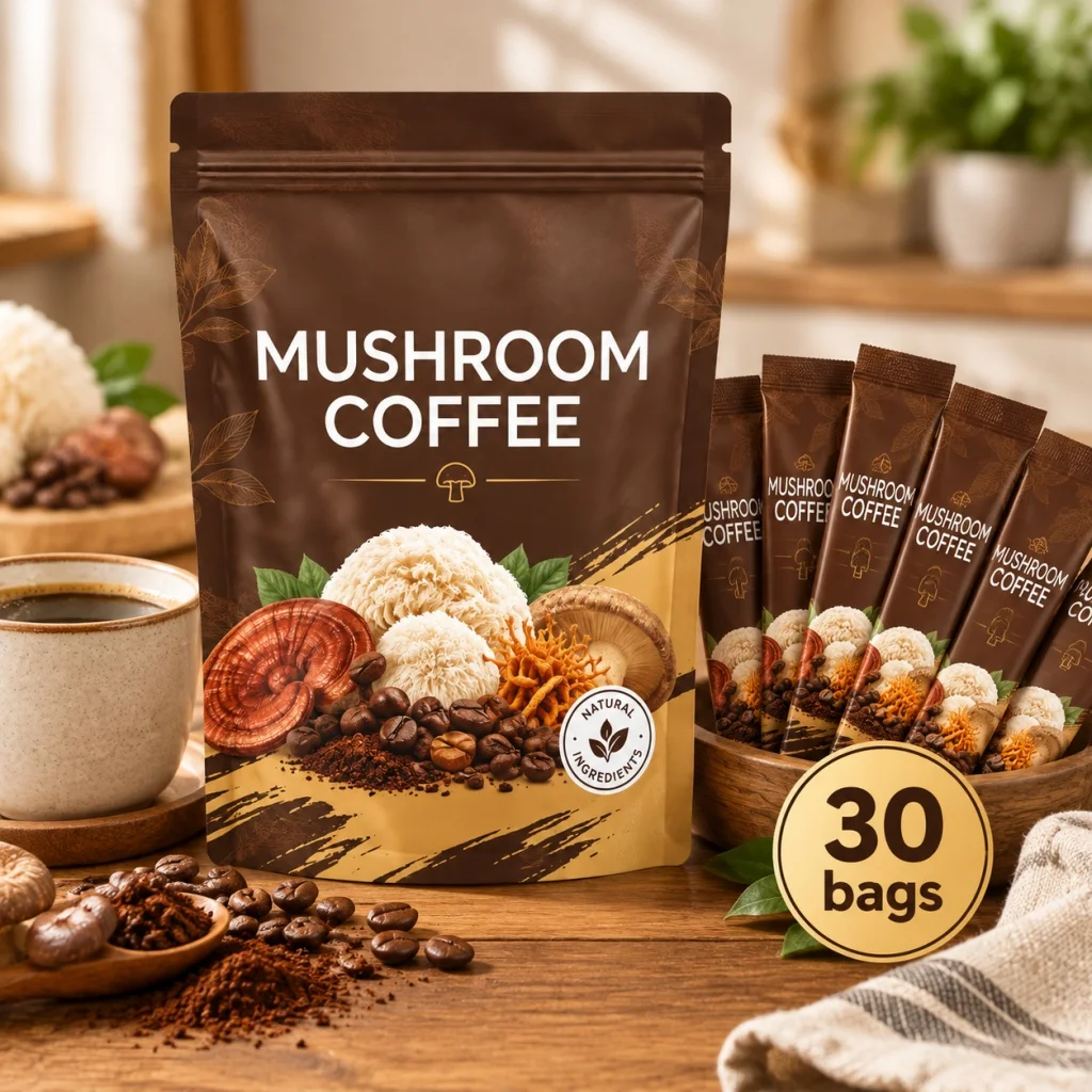 30 Count Mushroom Coffee Packets, 6.35 Oz Individually
