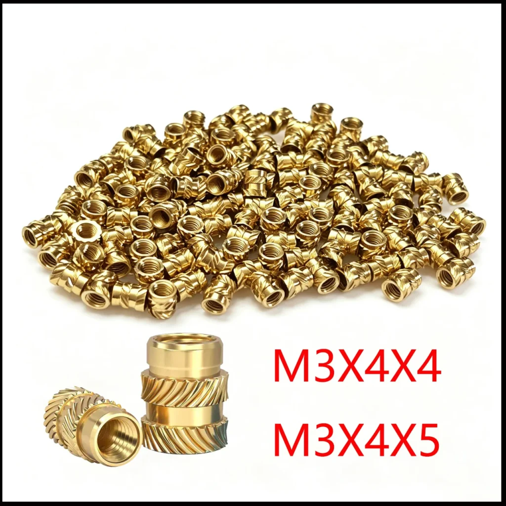 Brass Melt Insert Knurled Nut M3X4X4 M3X4X5 Thread