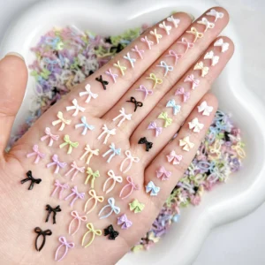 Solid Color Mini Bowknots Resin Nail Charms Adorable