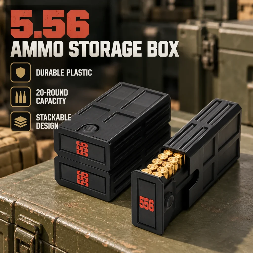 556 Ammo Storage Box; 20-Round Capacity Ammo Box;