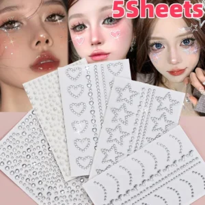 3D Clear Face Decorations Rhinestone Stickers Sparkling Star/Love
