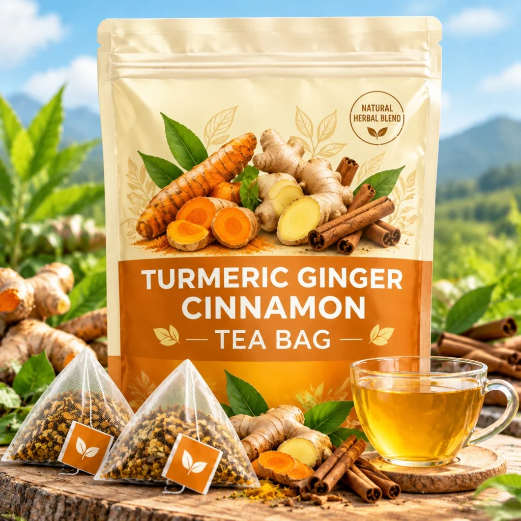 60 Count Turmeric Ginger Cinnamon Tea Bags, Aromatic