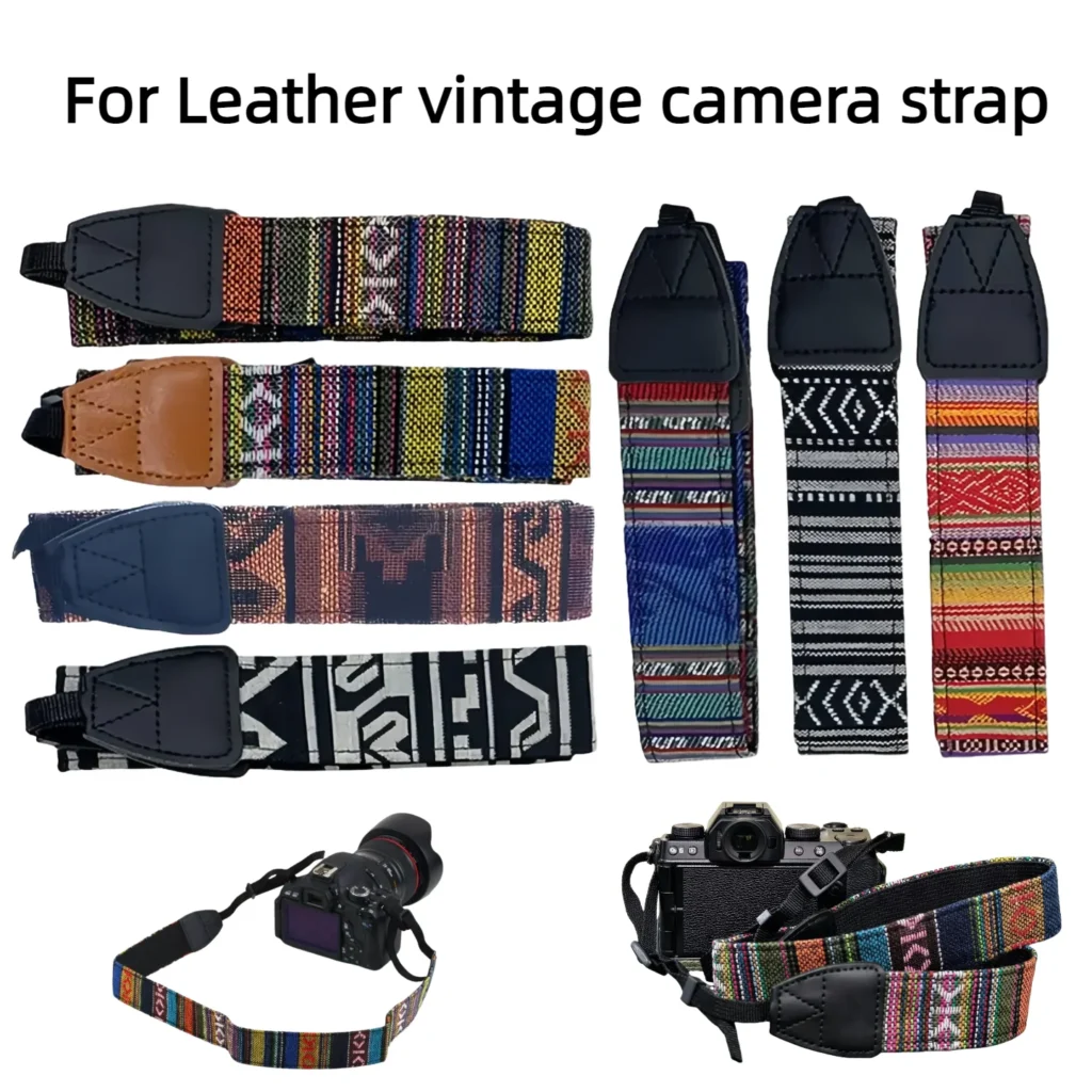 Adjustable Camera Strap Belt PU Leather Retro Ethnic