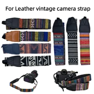 Adjustable Camera Strap Belt PU Leather Retro Ethnic