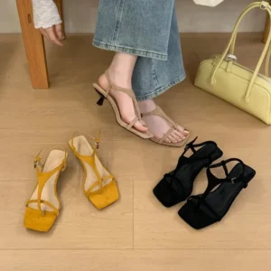 Aneikeh Street Style Ankle Strap Gladiator Sandals Low