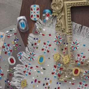 Boho Luxury Gem Flowers 5D Nail Stickers Multicolored