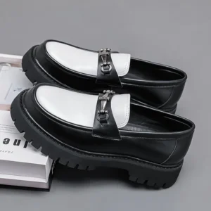 British Style Metal Buckle Loafers Men Thick-soled Wedding
