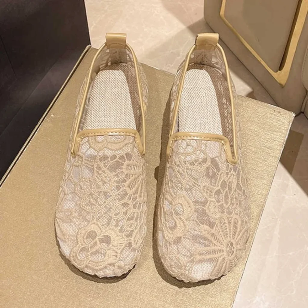 Chic Lace Mesh Hollow Out Espadrilles Flat Slip-On