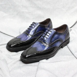 Cow Patent Leather Men’s Oxfords Brogue Wingtip Formal