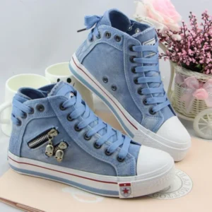 Cowboy high top canvas shoes women’s Korean casual