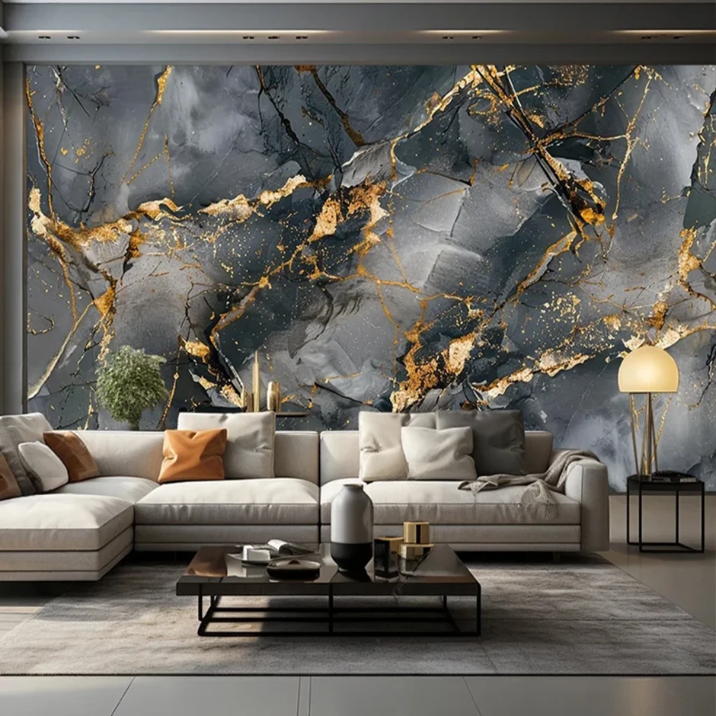 Creative Abstract Black Marble Stereo Nordic Wallpaper 3D