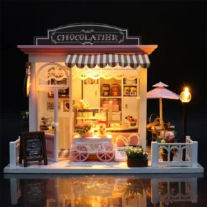 DIY Miniature Wooden Dollhouse Kit Chocolate Shop Doll