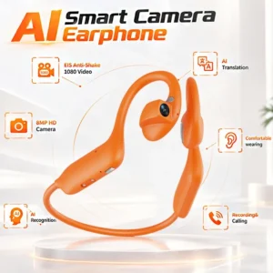 E12 AI Smart Camera Earphone 8MP Photo Video