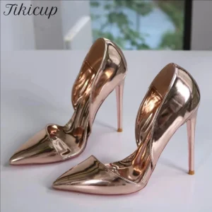 Elegant Women’s Rose Gold Metallic Pointed Toe Stiletto