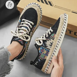 Ethnic Style Men’s Canvas Shoes Summer Breathable Fisherman