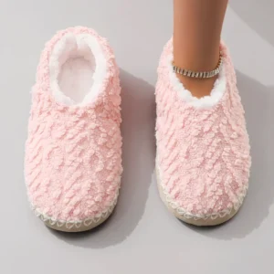 Fashionable Simple Solid Color Autumn Winter Plush Thick-Soled