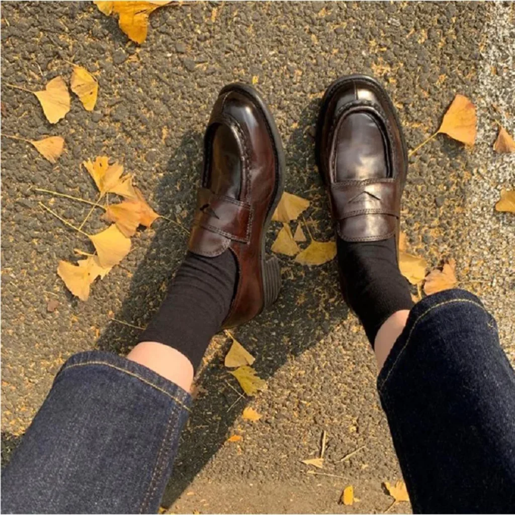 High-quality Cow Leather Shoes Woman Spring Retro Thick