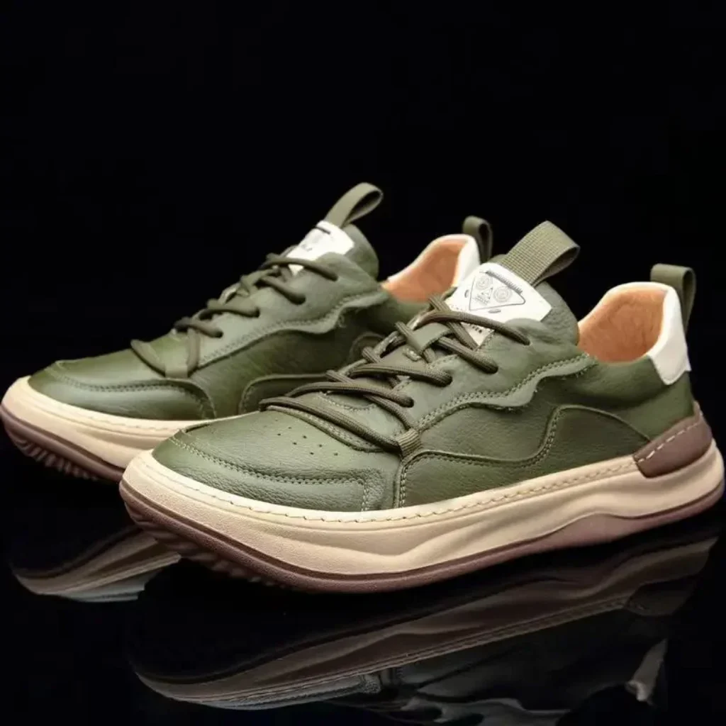 High Quality Sneakers Flat Genuine Leather Shoes Men
